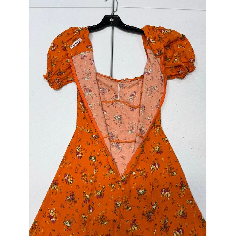 Reformation Lacey Orange floral midi  Dress Size 4 - Picture 8 of 8